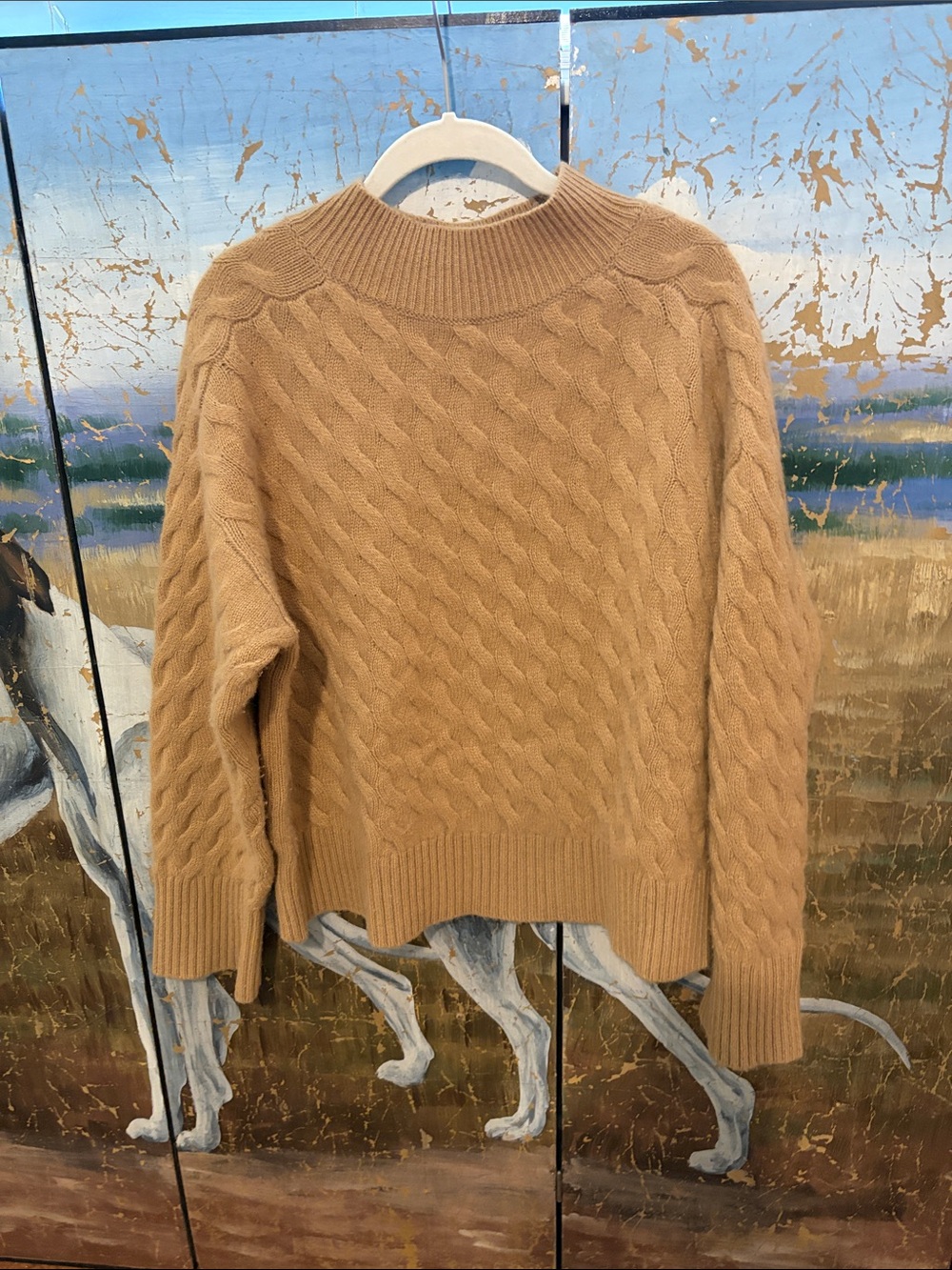 Ann Taylor Cable Knit Turtleneck Sweater - Camel